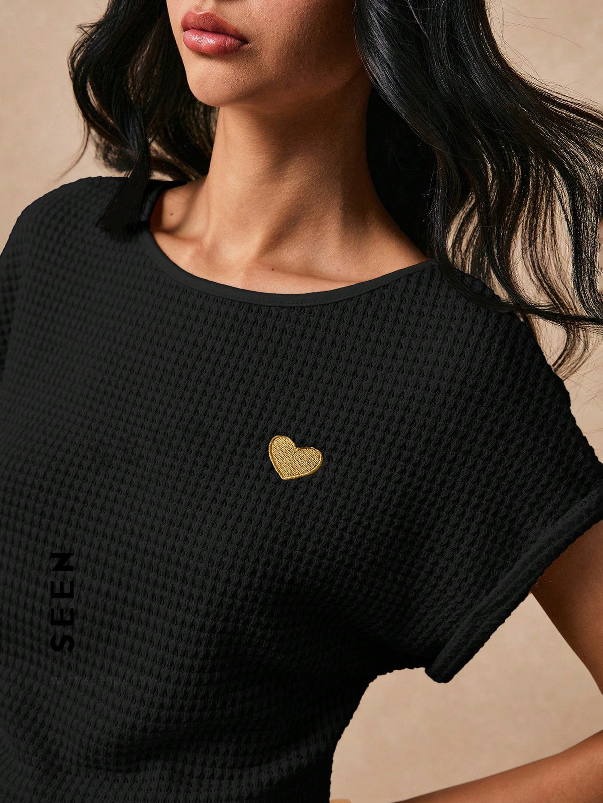Women's Boho Heart Embroidered Batwing Tee