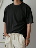 Men Solid Ribbed Knit Tee