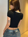 Women's Wrapped Round Neck T-Shirt With Bow Knot