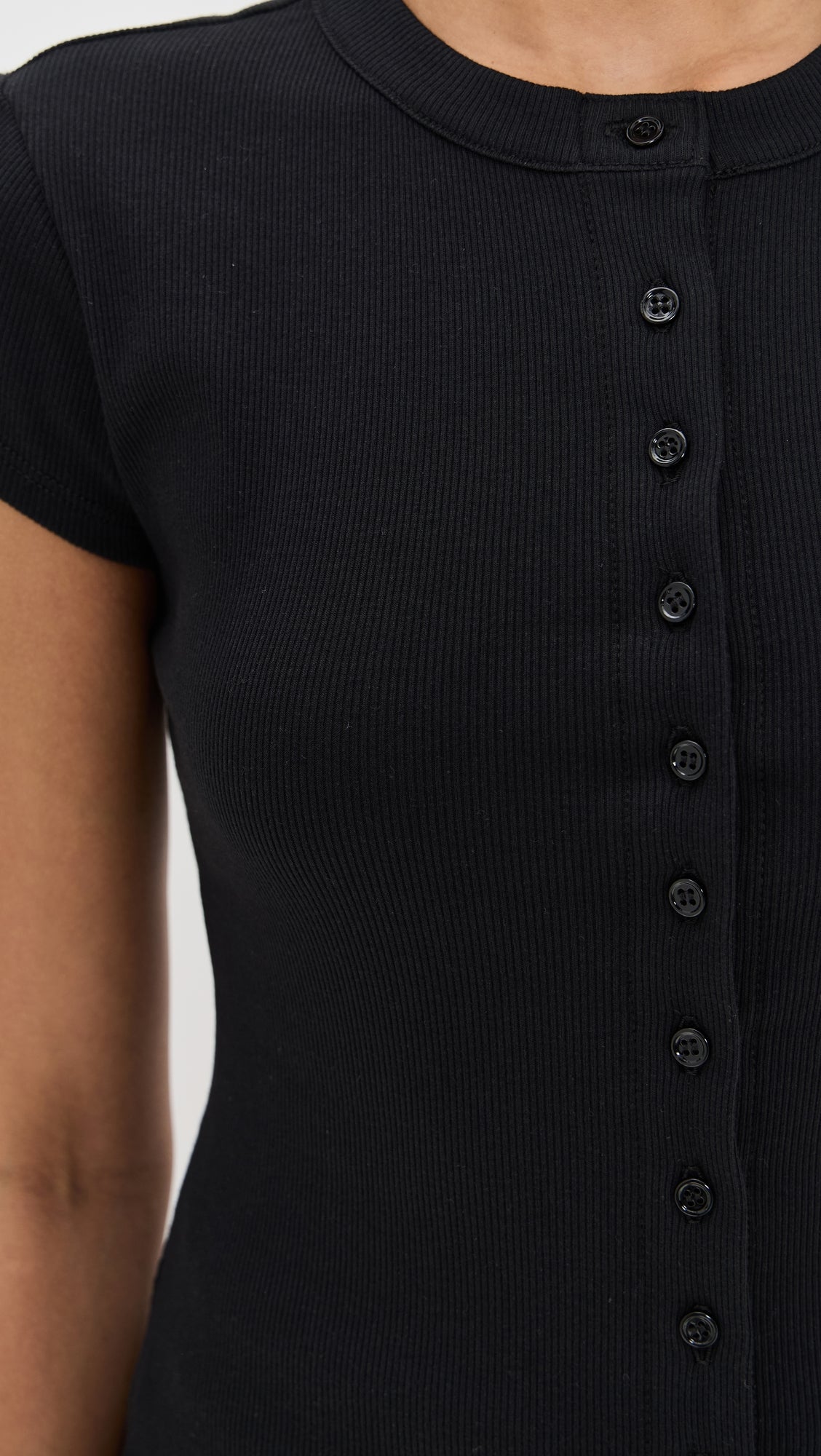 Ribbed Knit Cardigan - Stylish Solid Color T-Shirt with Full-Button Front and Ribbed Detailing, Perfect for Casual Wear