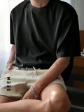 Men Solid Ribbed Knit Tee