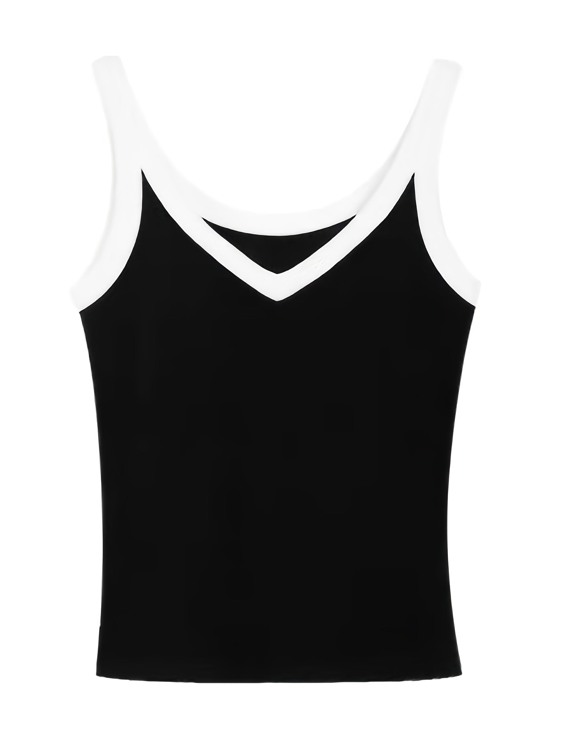 Slim Fit Stretch V-Neck Cropped Top with Contrast Trim