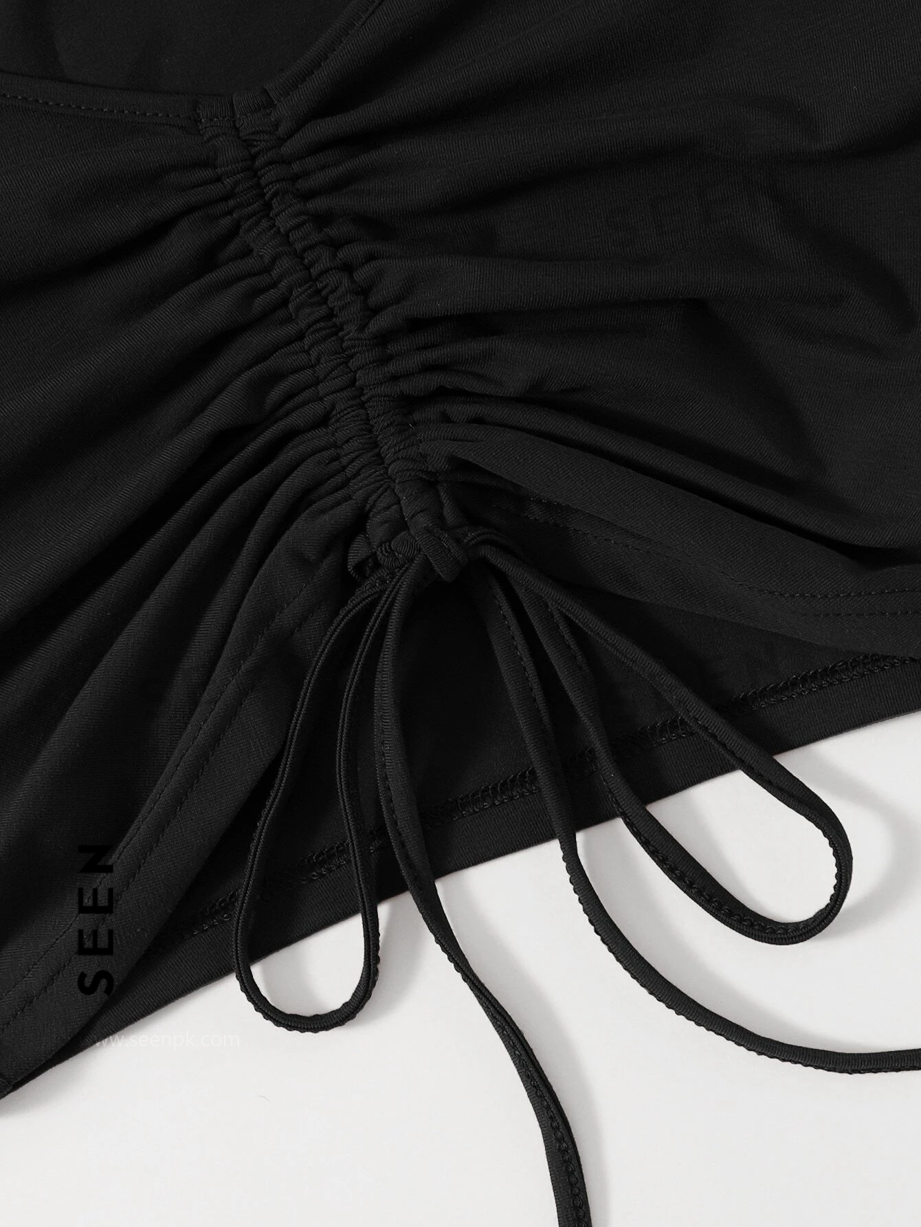 Solid Drawstring Ruched Tee