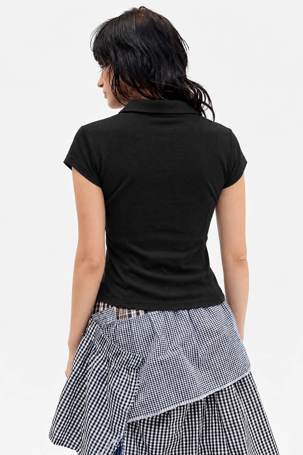 Women's Letter-Print Slim-Fit Short-Sleeve Polo T-Shirt