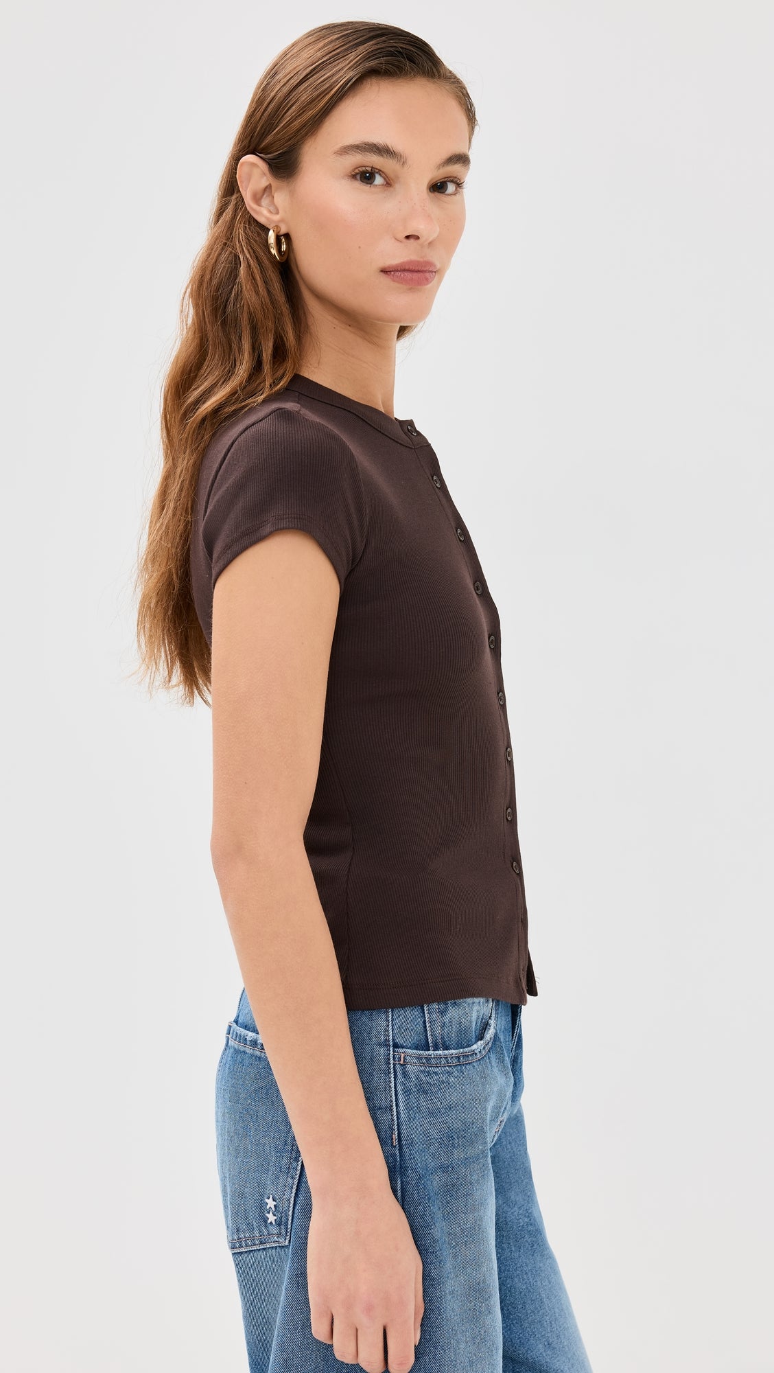 Ribbed Knit Cardigan - Stylish Solid Color T-Shirt with Full-Button Front and Ribbed Detailing, Perfect for Casual Wear