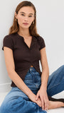 Ribbed Knit Cardigan - Stylish Solid Color T-Shirt with Full-Button Front and Ribbed Detailing, Perfect for Casual Wear
