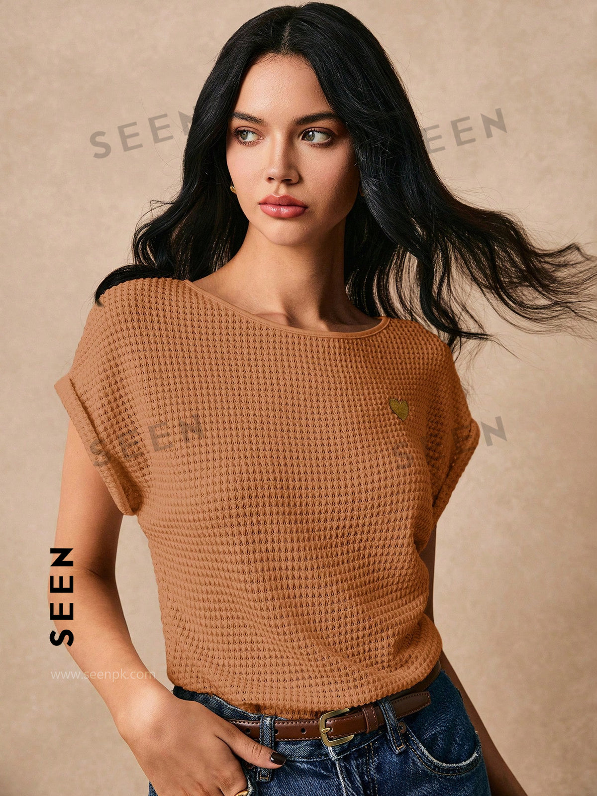Women's Boho Heart Embroidered Batwing Tee