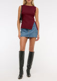 Sleeveless Button Knit Tank Top