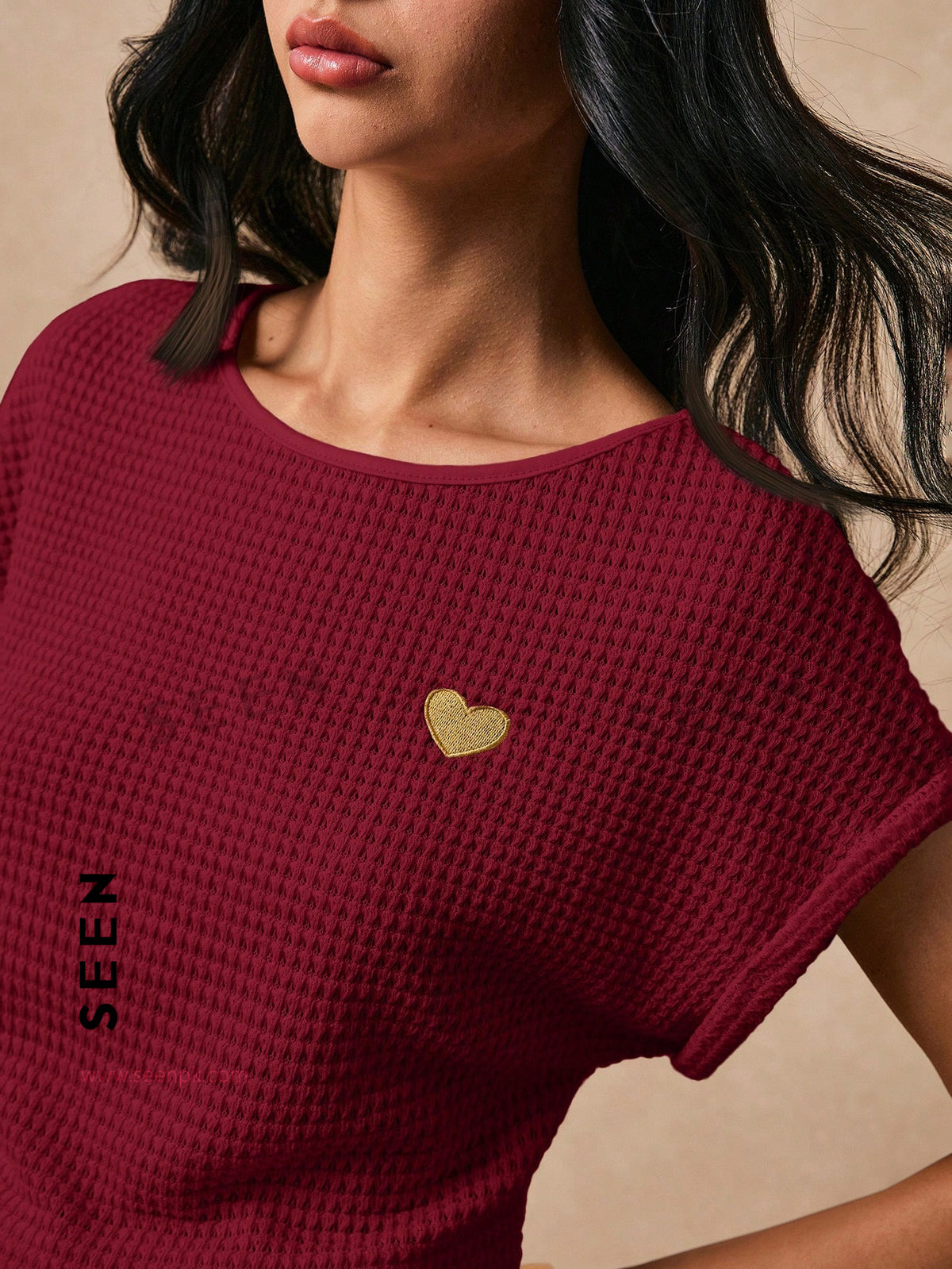 Women's Boho Heart Embroidered Batwing Tee