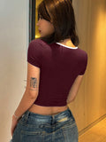 Women's Wrapped Round Neck T-Shirt With Bow Knot
