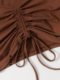 Solid Drawstring Ruched Tee