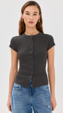 Ribbed Knit Cardigan - Stylish Solid Color T-Shirt with Full-Button Front and Ribbed Detailing, Perfect for Casual Wear
