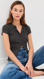 Ribbed Knit Cardigan - Stylish Solid Color T-Shirt with Full-Button Front and Ribbed Detailing, Perfect for Casual Wear