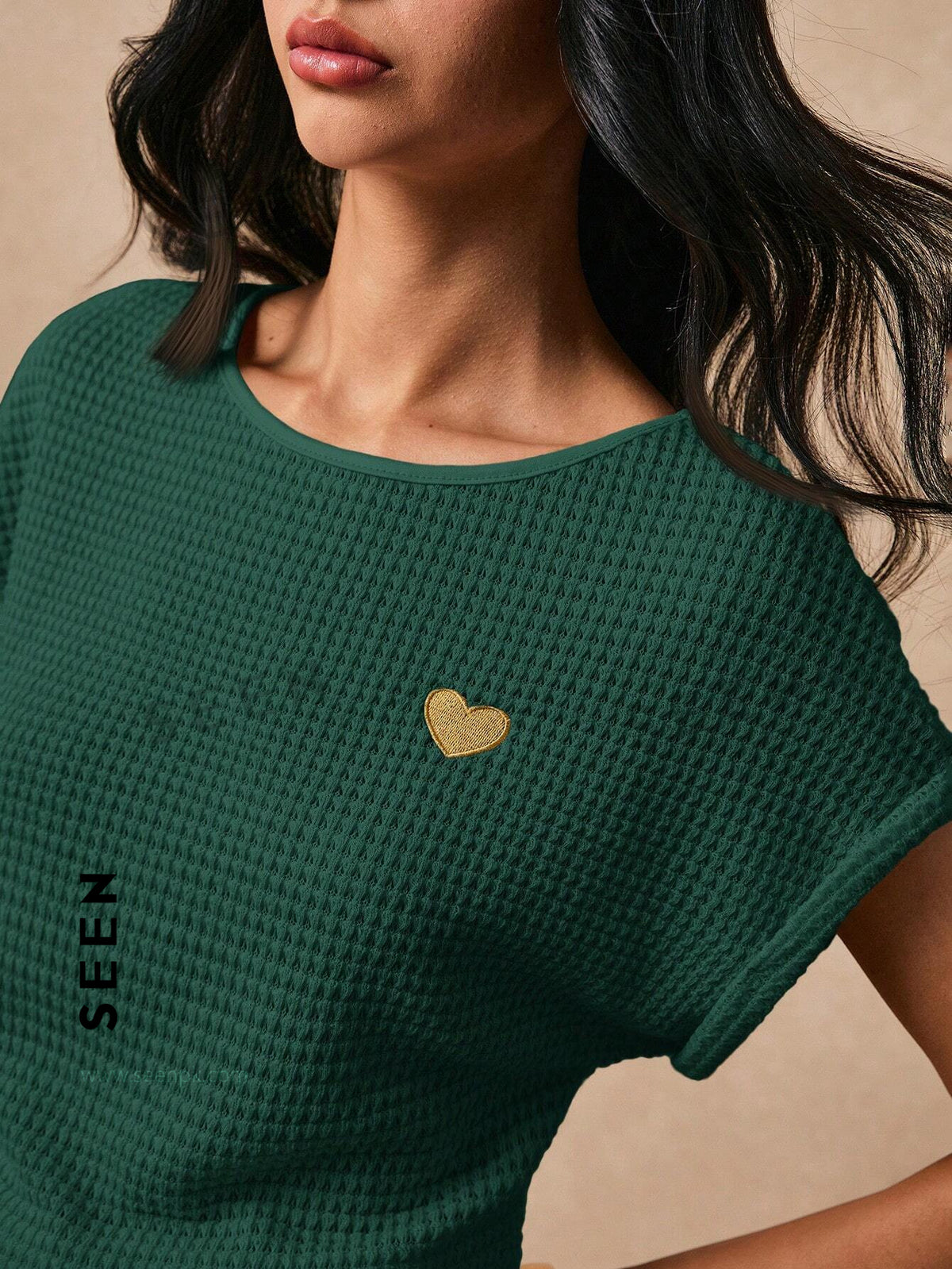 Women's Boho Heart Embroidered Batwing Tee