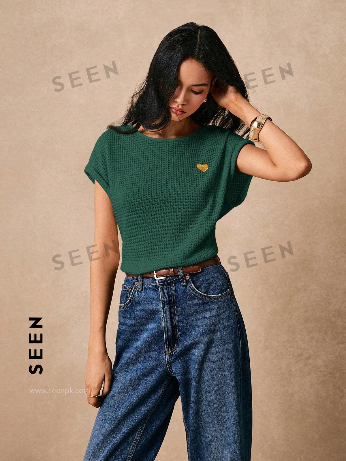 Women's Boho Heart Embroidered Batwing Tee