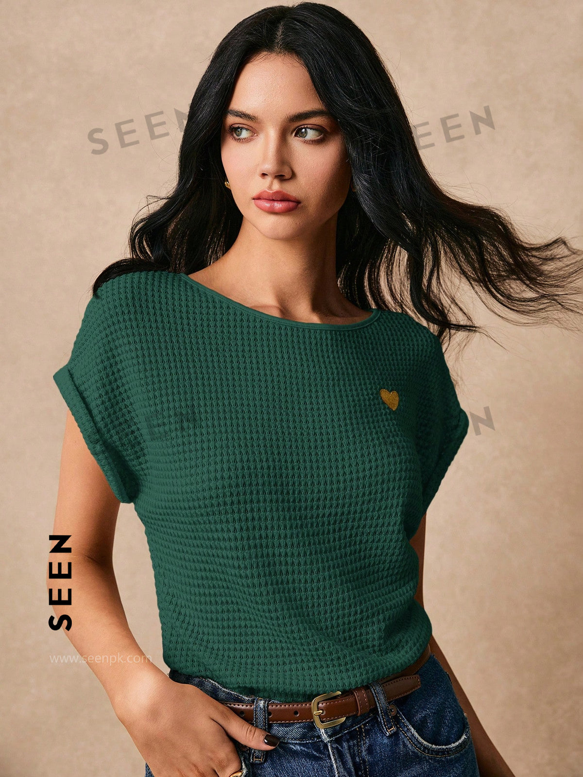 Women's Boho Heart Embroidered Batwing Tee
