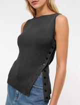 Sleeveless Button Knit Tank Top