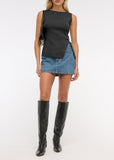 Sleeveless Button Knit Tank Top