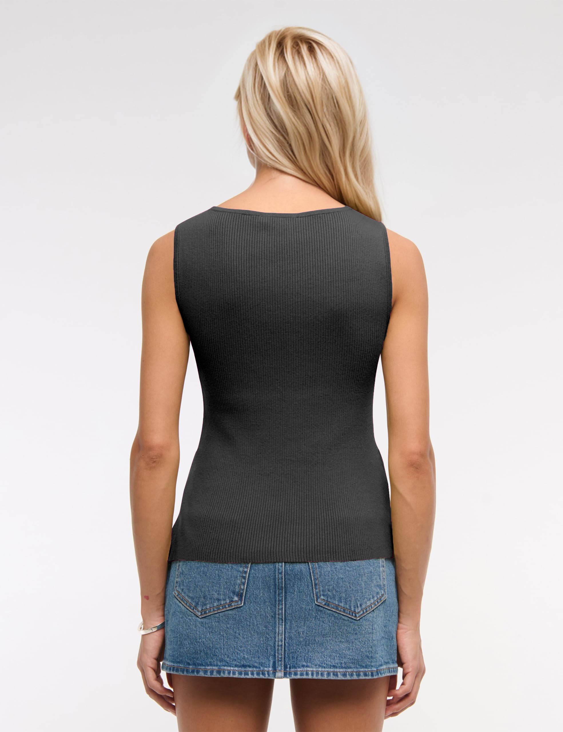 Sleeveless Button Knit Tank Top