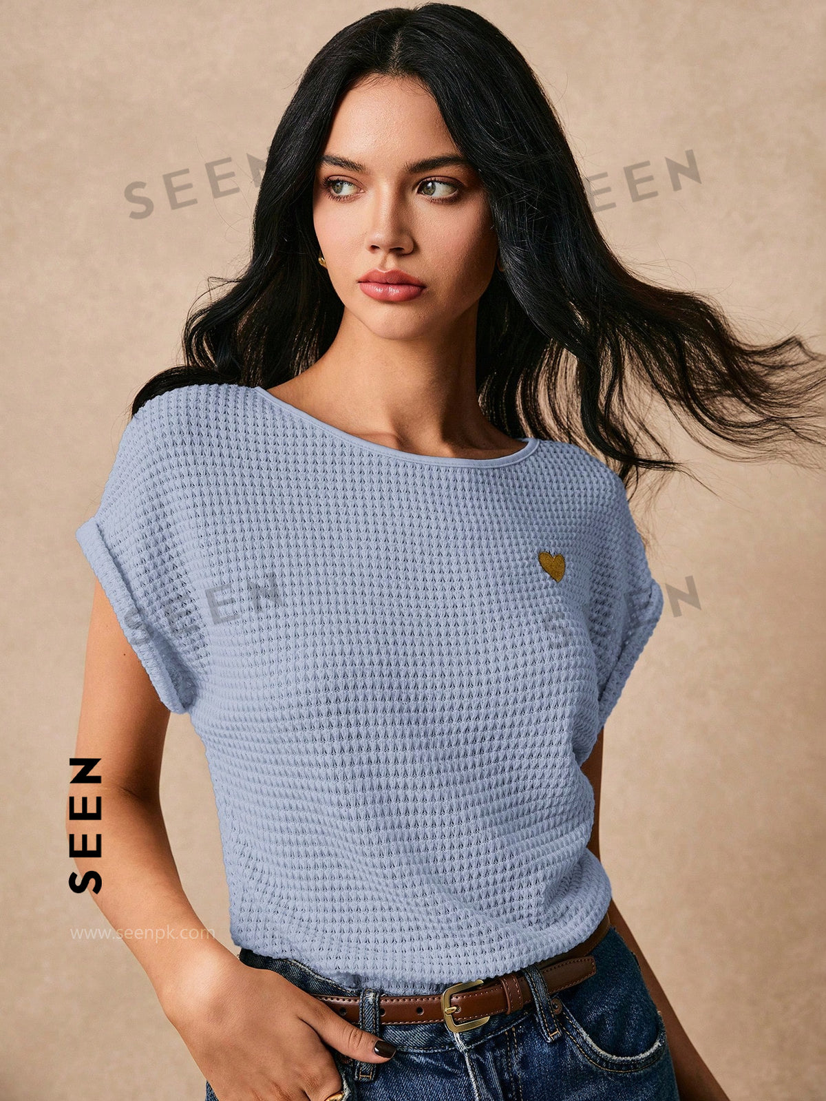 Women's Boho Heart Embroidered Batwing Tee
