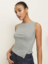Sleeveless Button Knit Tank Top