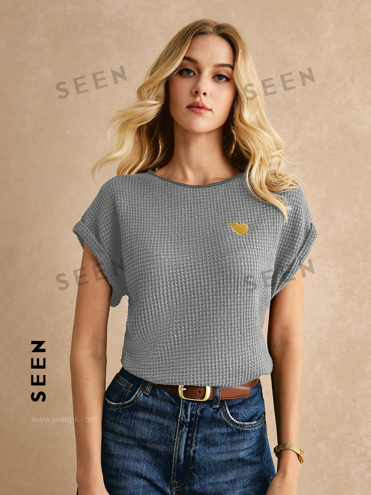 Women's Boho Heart Embroidered Batwing Tee