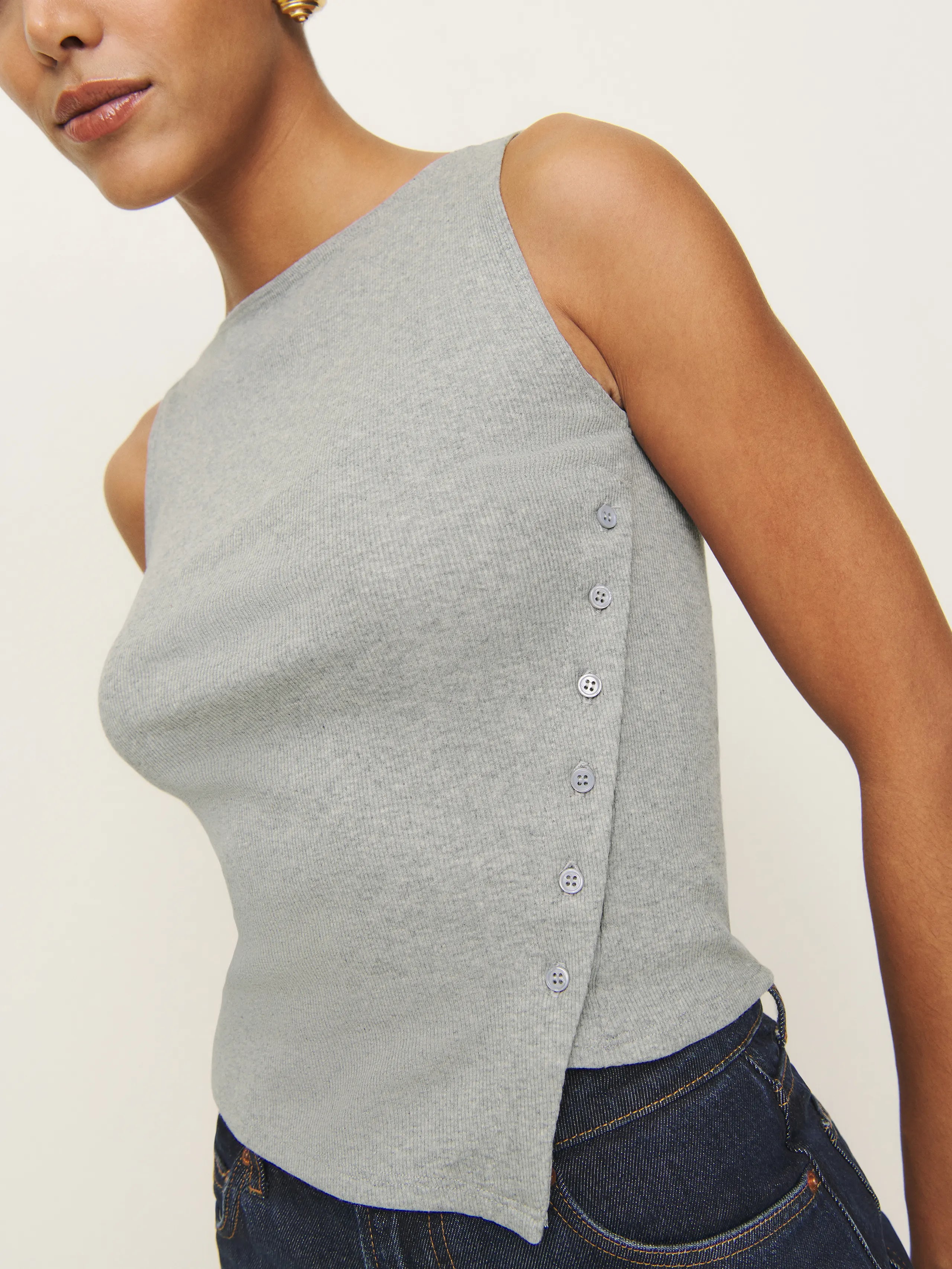Sleeveless Button Knit Tank Top