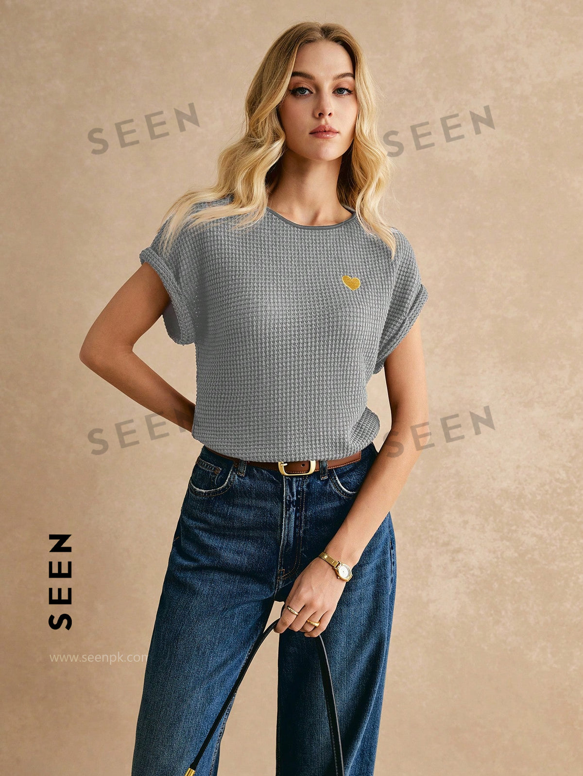 Women's Boho Heart Embroidered Batwing Tee