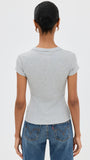 Ribbed Knit Cardigan - Stylish Solid Color T-Shirt with Full-Button Front and Ribbed Detailing, Perfect for Casual Wear