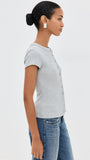 Ribbed Knit Cardigan - Stylish Solid Color T-Shirt with Full-Button Front and Ribbed Detailing, Perfect for Casual Wear