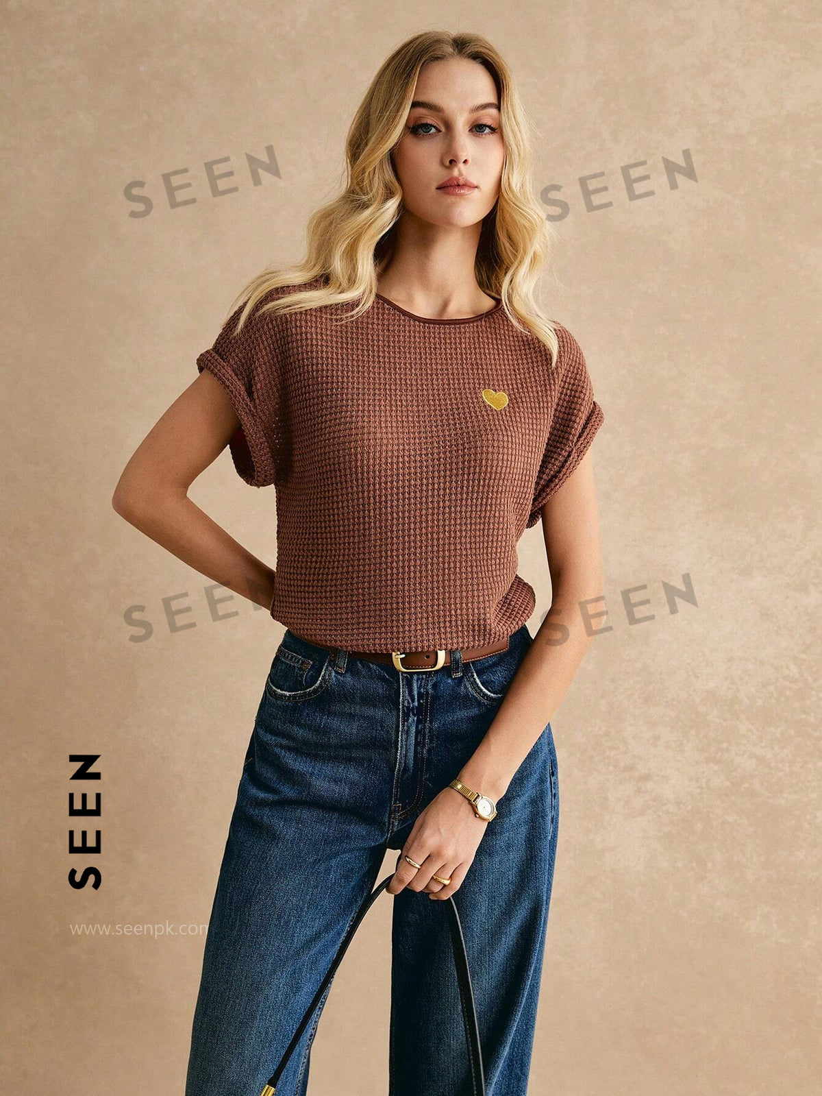 Women's Boho Heart Embroidered Batwing Tee