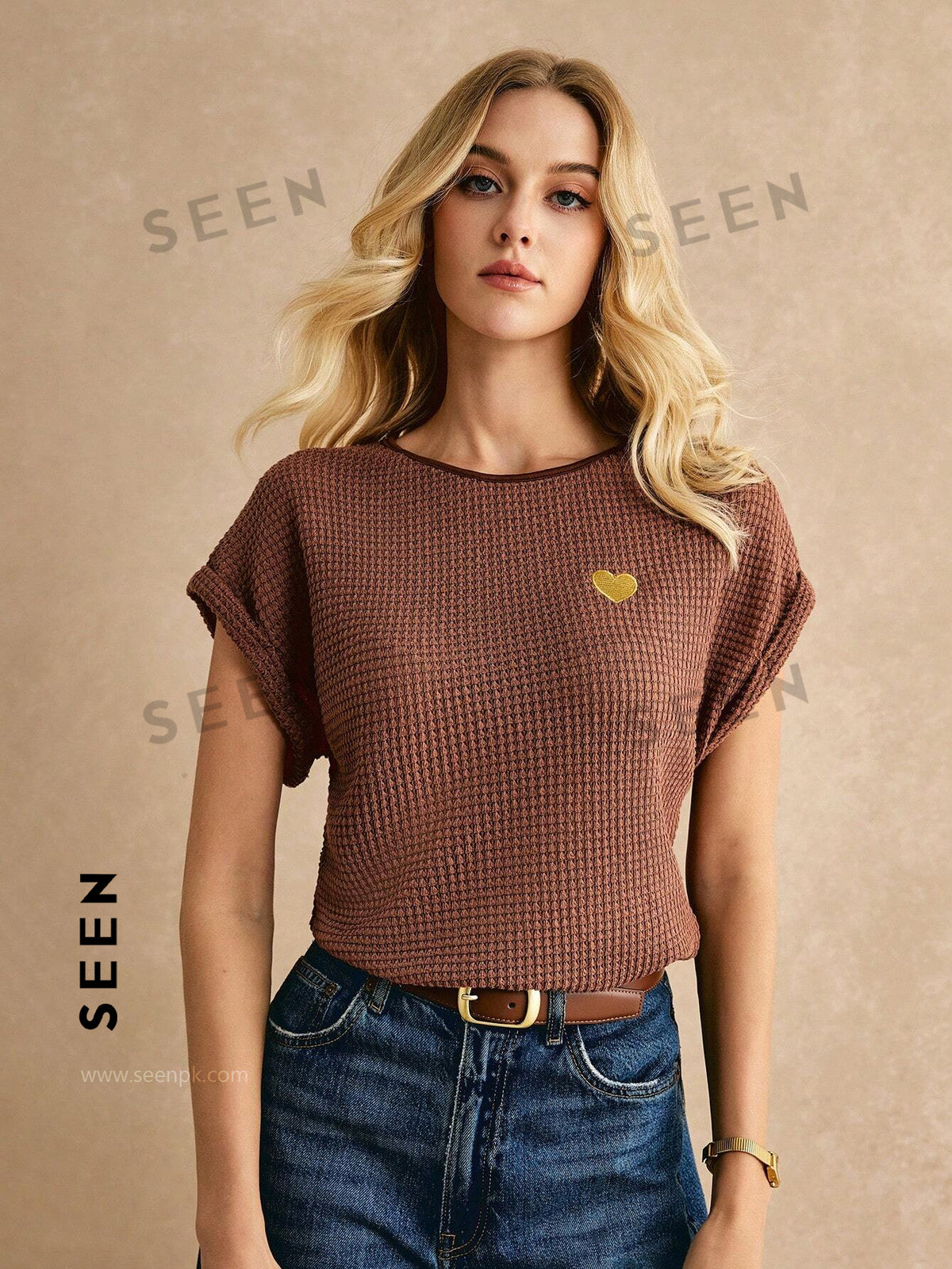 Women's Boho Heart Embroidered Batwing Tee