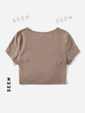 Solid Drawstring Ruched Tee