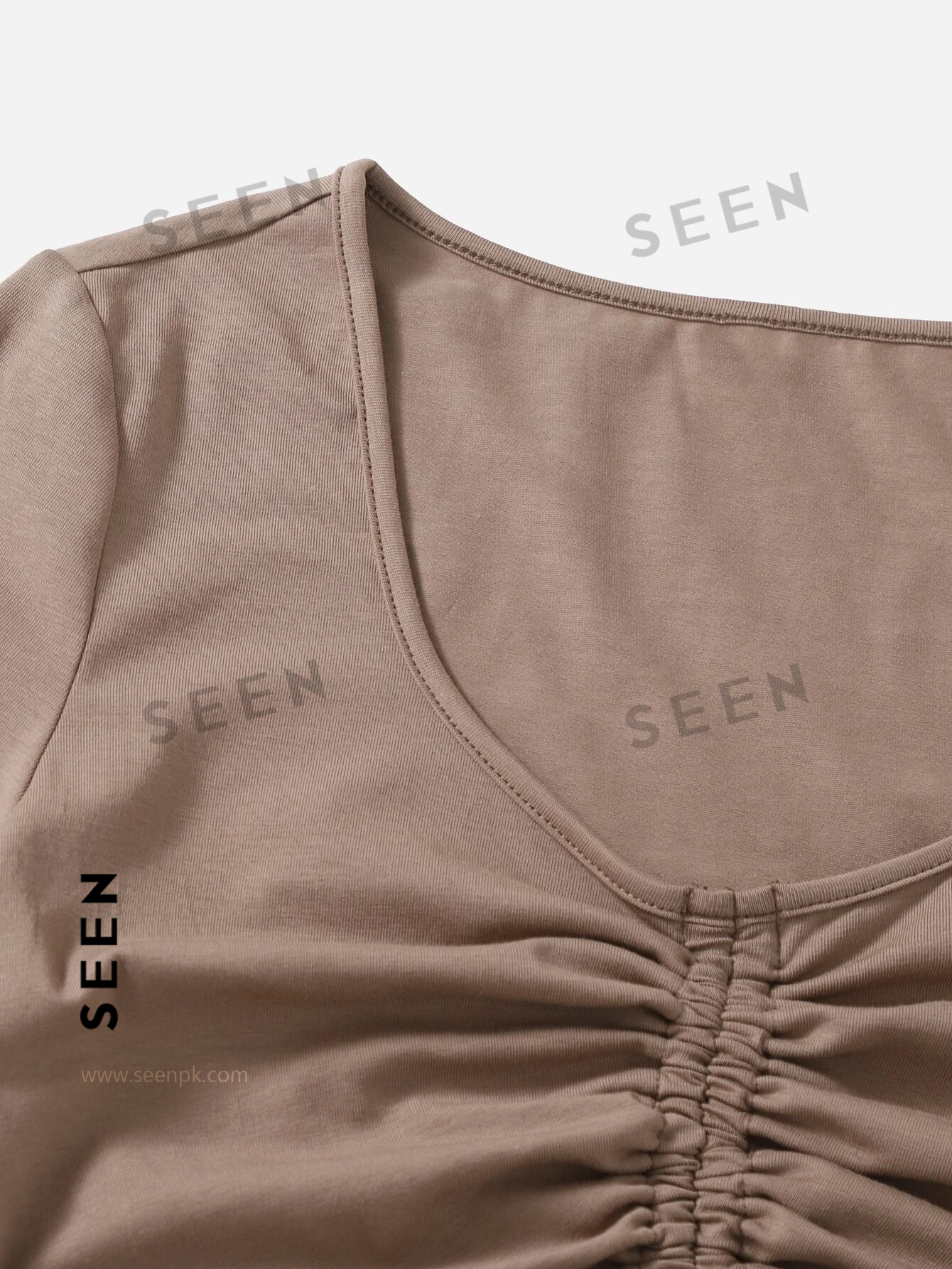 Solid Drawstring Ruched Tee