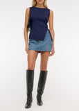 Sleeveless Button Knit Tank Top