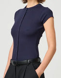 Ribbed Knit Cardigan - Stylish Solid Color T-Shirt with Full-Button Front and Ribbed Detailing, Perfect for Casual Wear