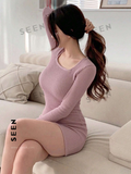 Solid Ribbed Knit Dress