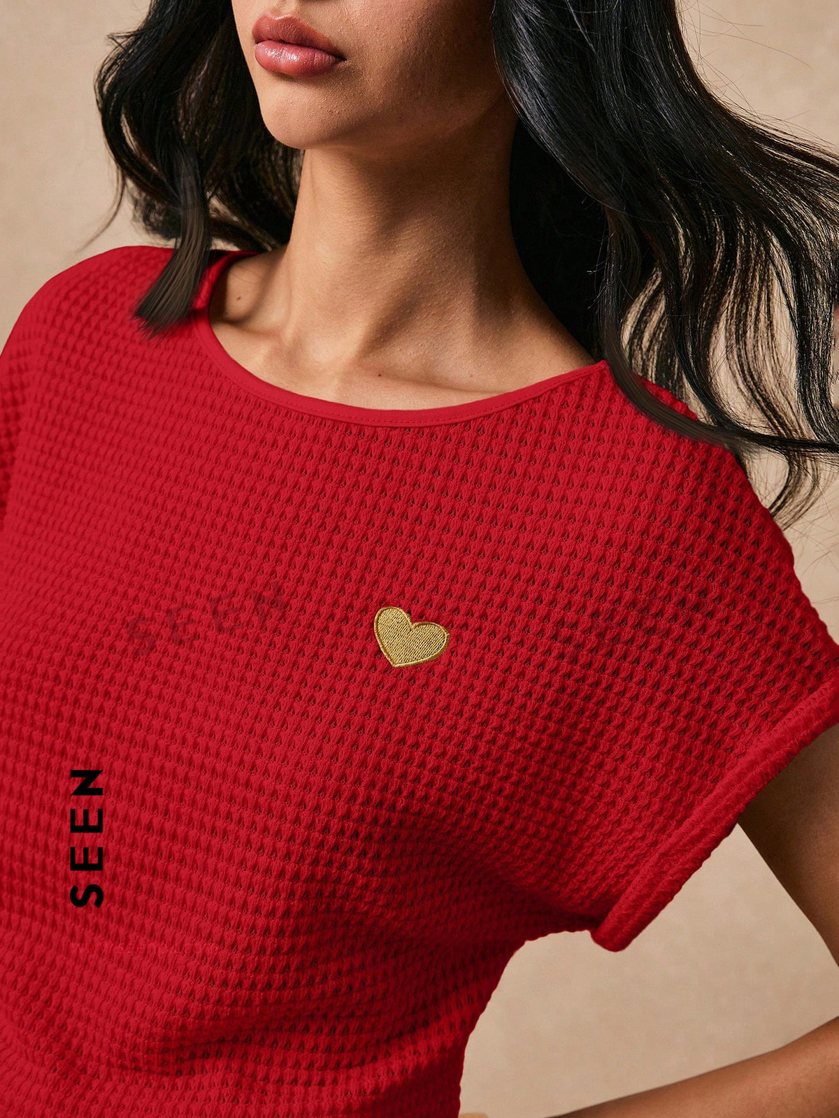 Women's Boho Heart Embroidered Batwing Tee