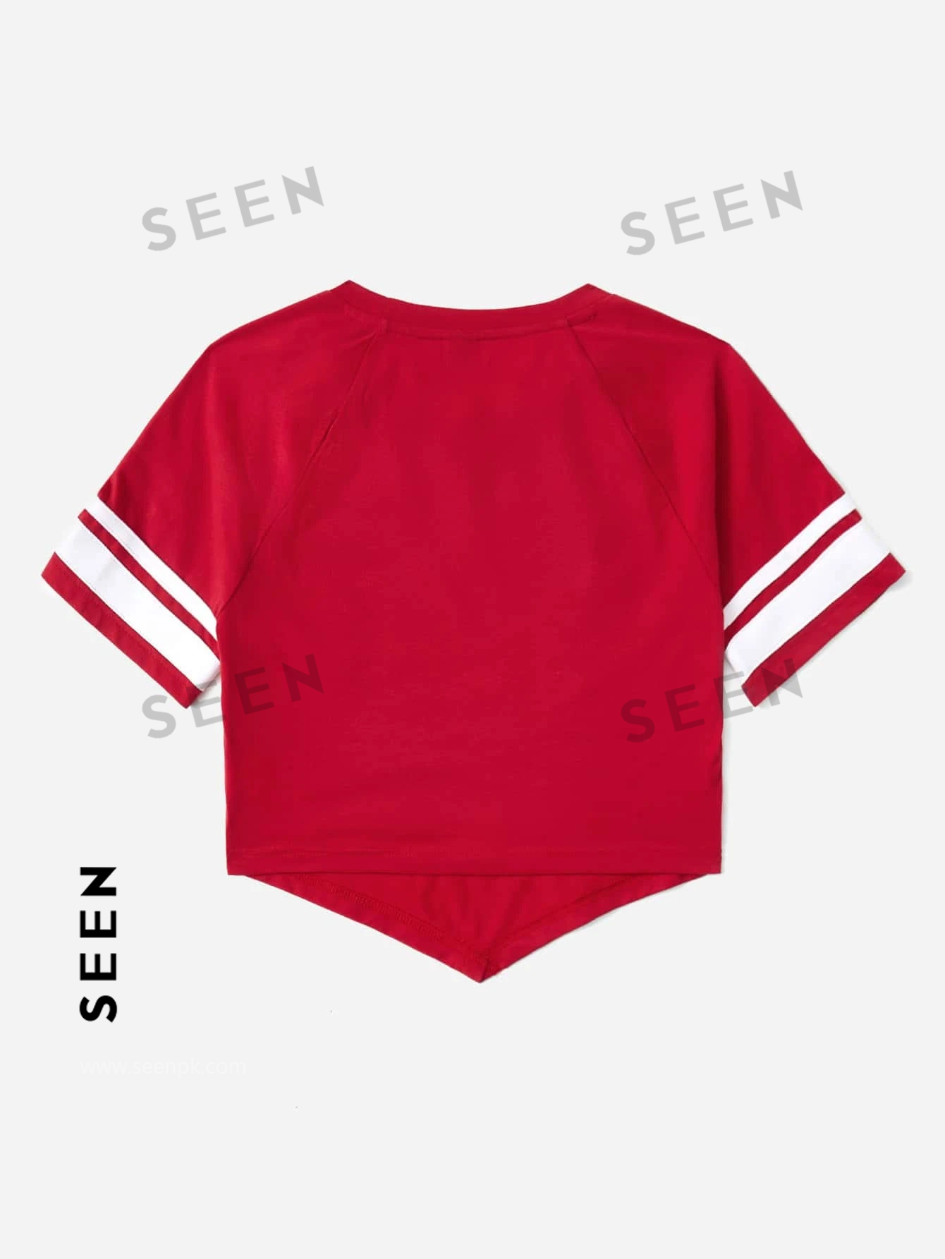 Coolane Number Print Raglan Sleeve Hanky Hem Crop Tee