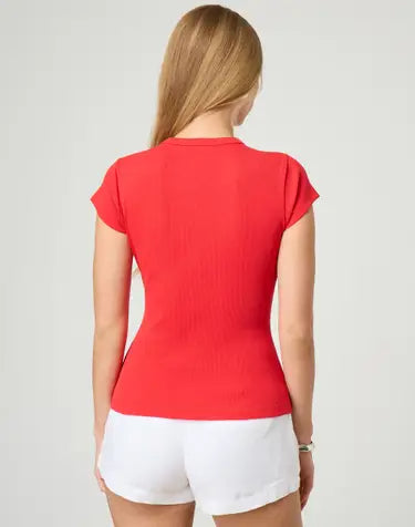 Ribbed Knit Cardigan - Stylish Solid Color T-Shirt with Full-Button Front and Ribbed Detailing, Perfect for Casual Wear