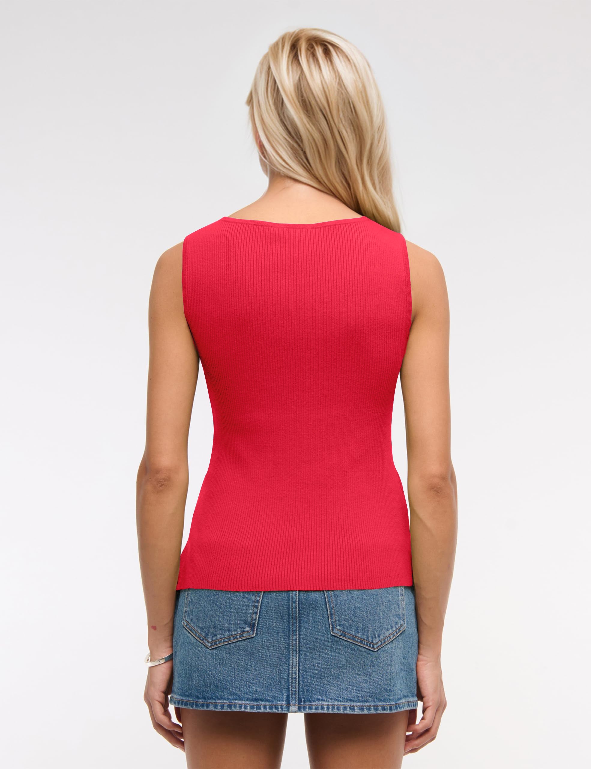 Sleeveless Button Knit Tank Top