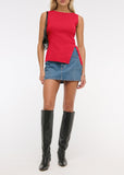 Sleeveless Button Knit Tank Top