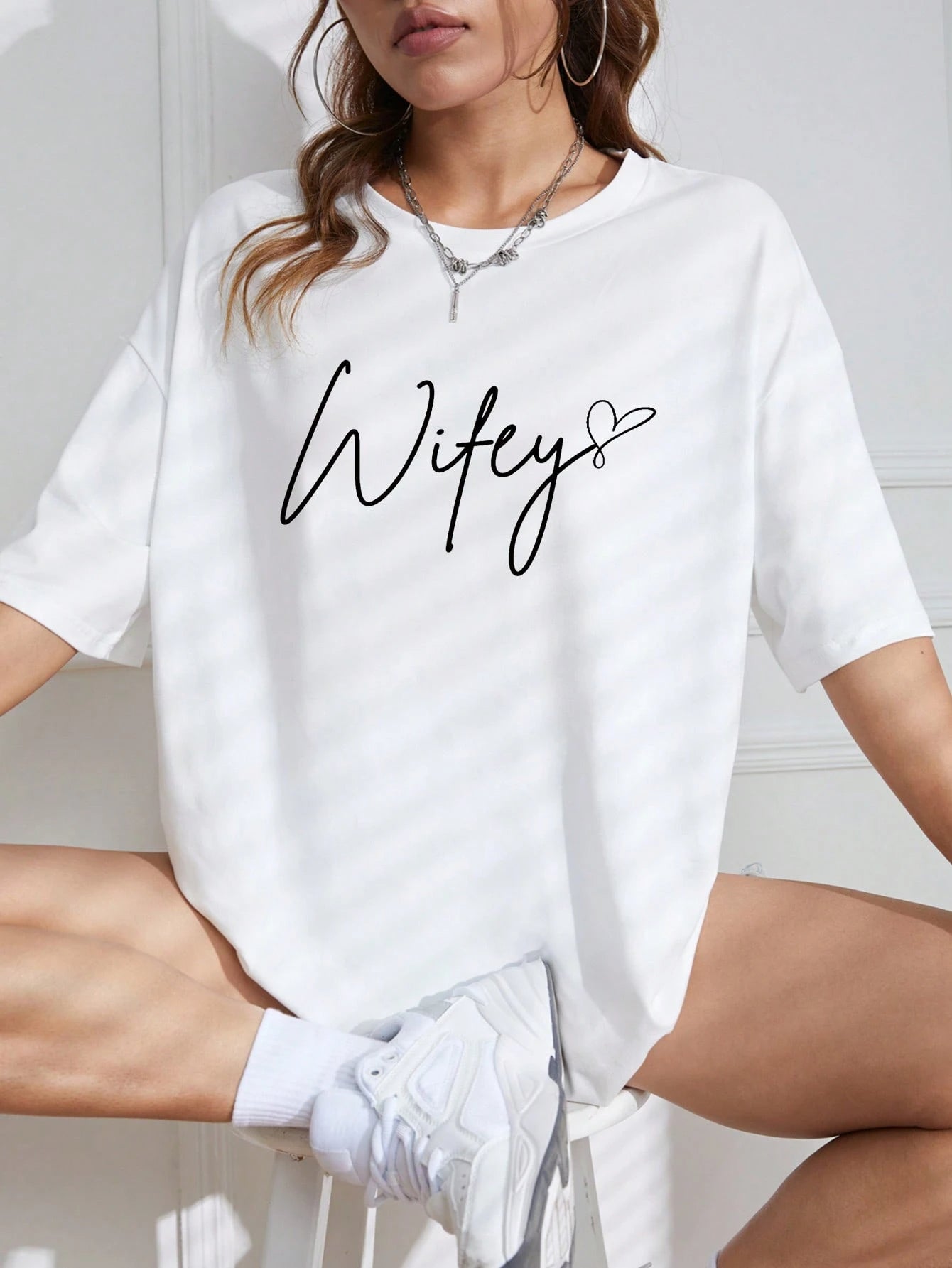 Letter Graphic Drop Shoulder Tee Graphic Tees Women Tops