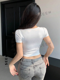 Women's Solid Color Slim Fit Cropped T-Shirt