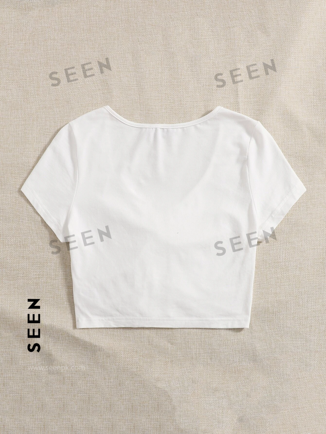 Solid Drawstring Ruched Tee