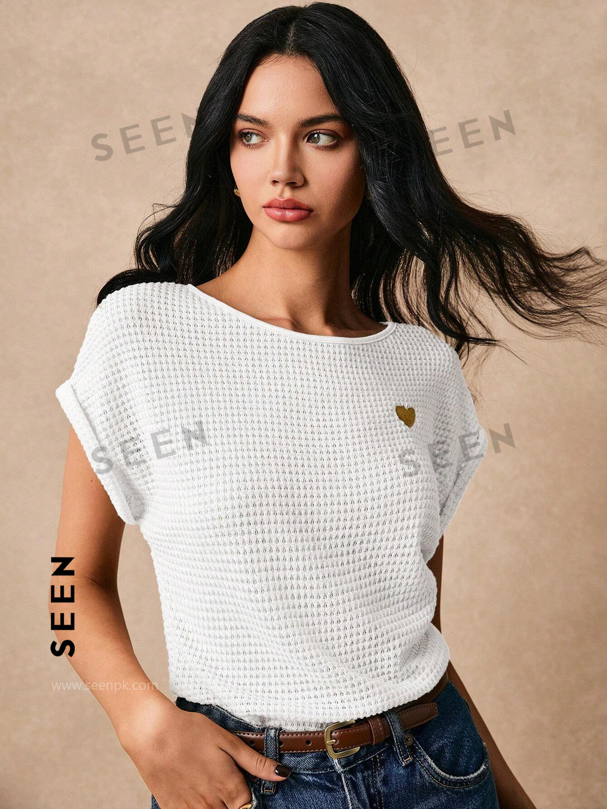 Women's Boho Heart Embroidered Batwing Tee