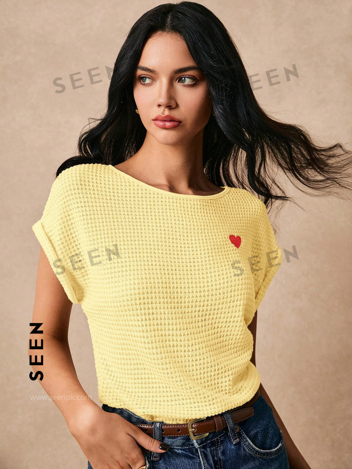 Women's Boho Heart Embroidered Batwing Tee