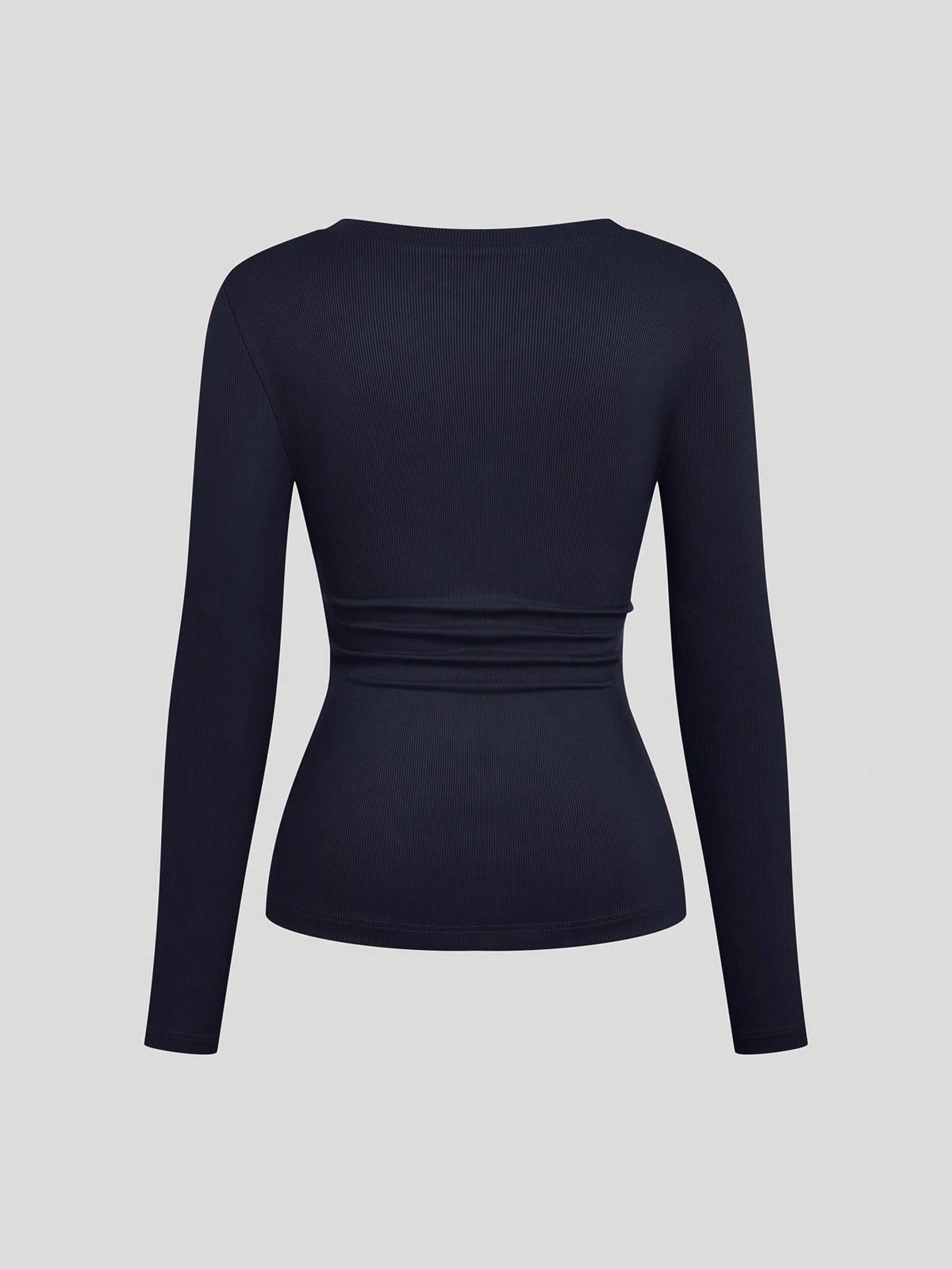 Women's Lace-Trim Mandarin-Collar Long-Sleeve Henley Top