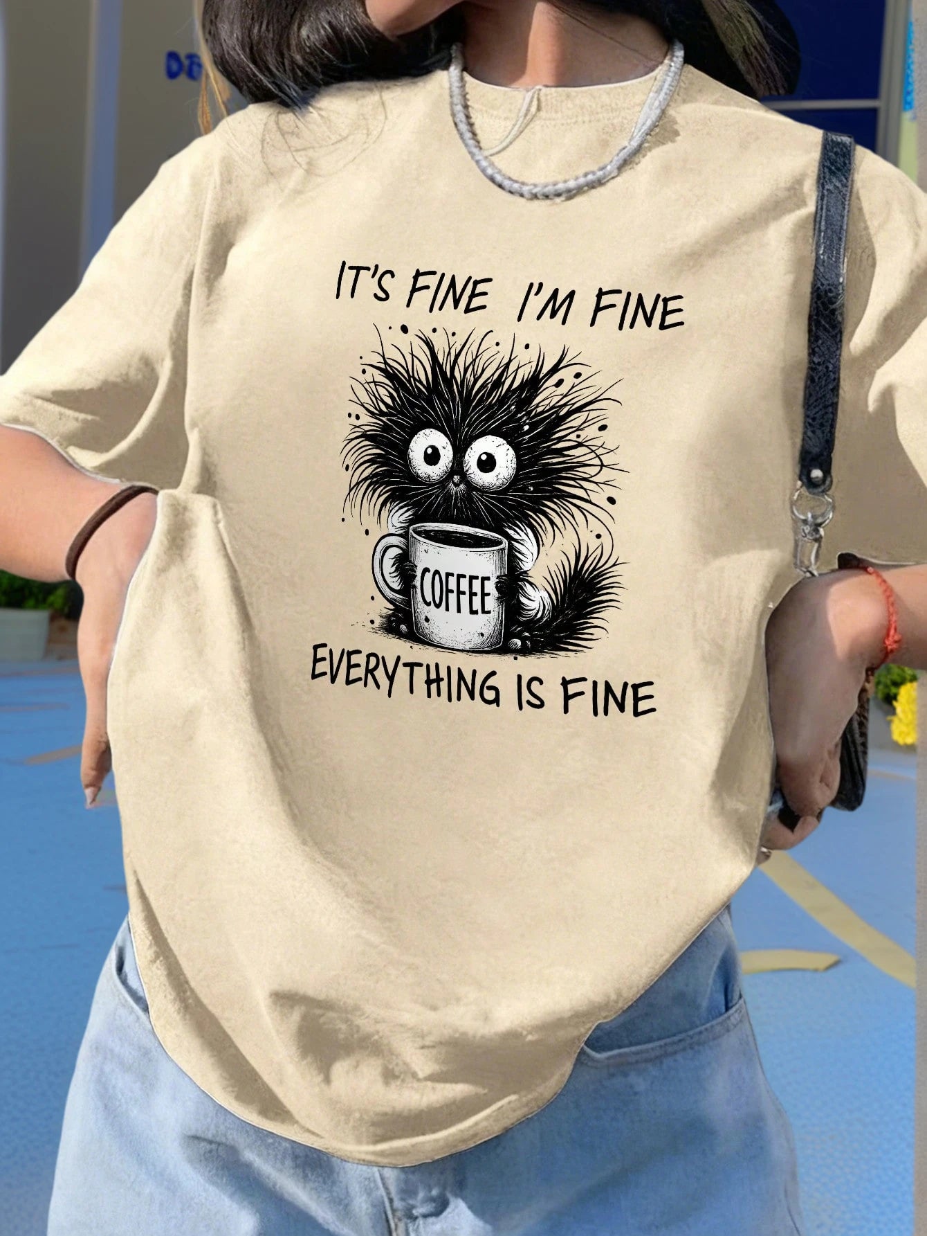 Casual Vacation Style Loose Fit Round Neck Short Sleeve T-Shirt