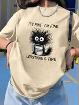 Casual Vacation Style Loose Fit Round Neck Short Sleeve T-Shirt